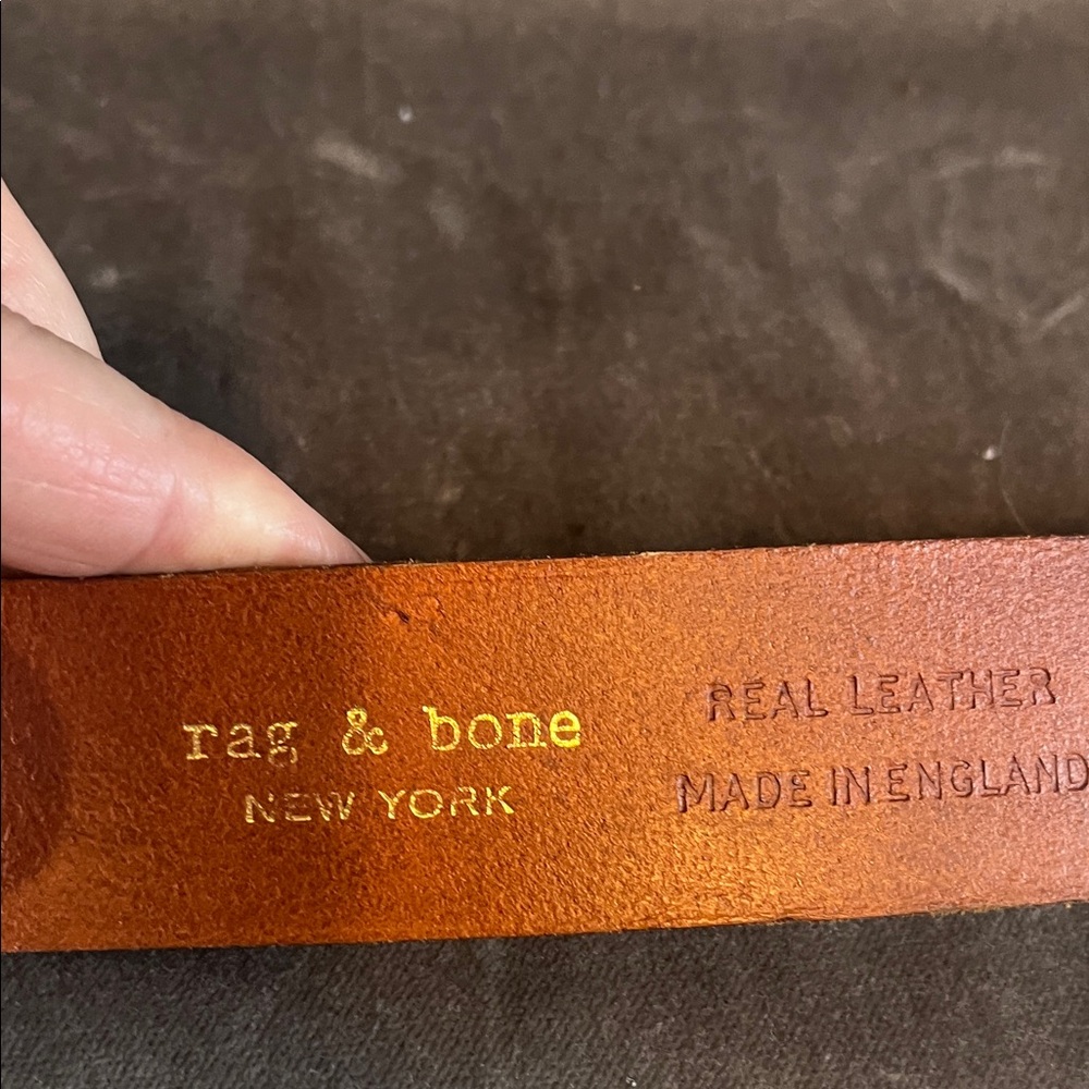 rag & bone Tan Leather Belt with Silver Buckle - Picture 3 of 9